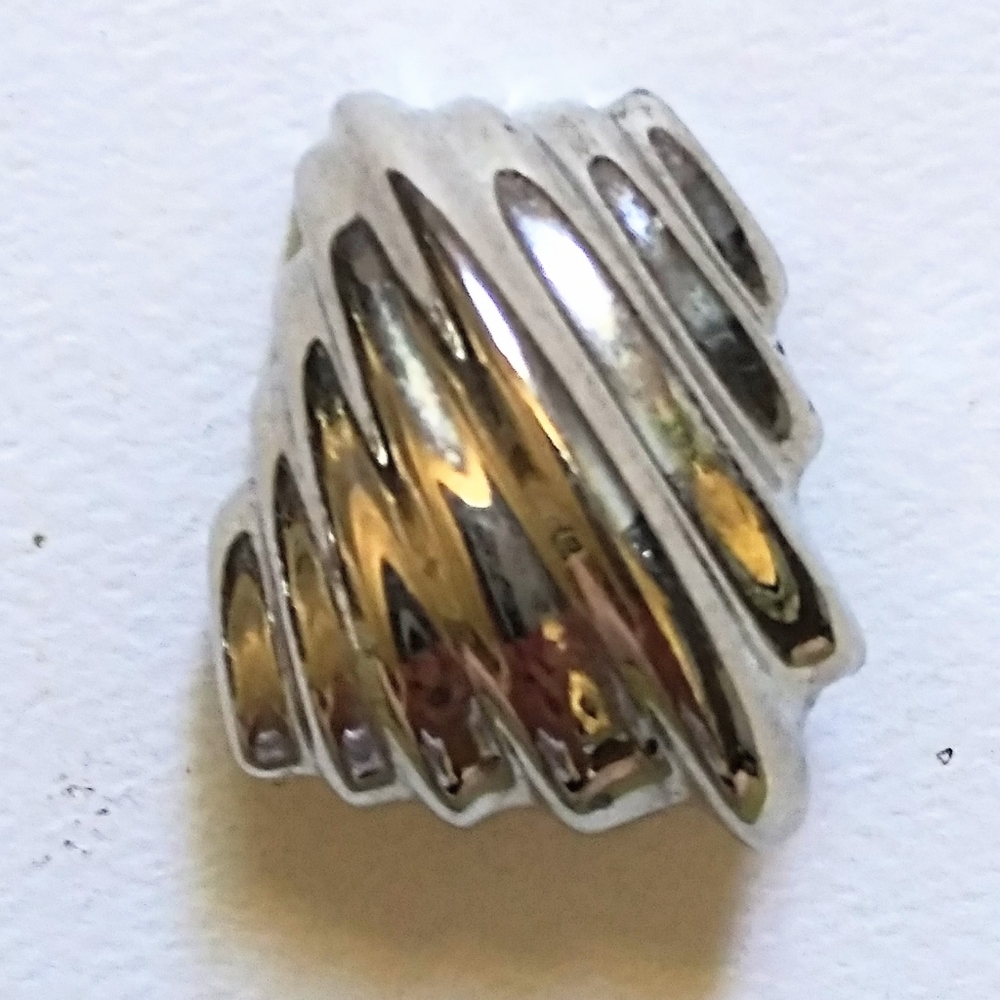 Vintage Silver Art Deco Stripe Clip On Earrings - Picture 2 of 3